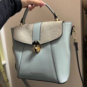 Viola Castellani Light Blue and Cream Satchel